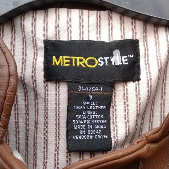 Metro Style leather jacket Genuine Leather Vintage Size 8 - Picture 4 of 16
